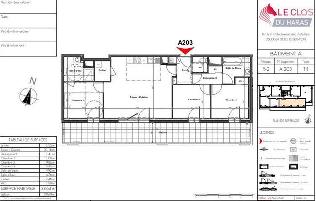 Appartement T4 à vendre - 4 pièces - 83.64 m2 - LA ROCHE SUR YON - 85 - PAYS-DE-LOIRE - Century 21 Accort'Immo