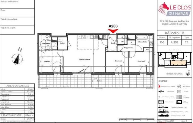 Afficher la photo en grand Appartement T4 à vendre - 4 pièces - 83.64 m2 - LA ROCHE SUR YON - 85 - PAYS-DE-LOIRE - Century 21 Accort'Immo