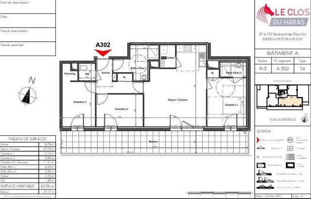 Appartement T4 à vendre - 4 pièces - 82.06 m2 - LA ROCHE SUR YON - 85 - PAYS-DE-LOIRE - Century 21 Accort'Immo