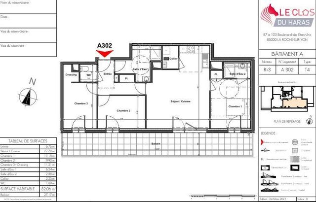 Afficher la photo en grand Appartement T4 à vendre - 4 pièces - 82.06 m2 - LA ROCHE SUR YON - 85 - PAYS-DE-LOIRE - Century 21 Accort'Immo