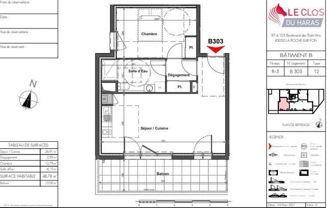 Appartement T2 à vendre - 2 pièces - 48.78 m2 - LA ROCHE SUR YON - 85 - PAYS-DE-LOIRE - Century 21 Accort'Immo Appartement T2 à vendre - 2 pièces - 48.78 m2 - LA ROCHE SUR YON - 85 - PAYS-DE-LOIRE - Century 21 Accort'Immo