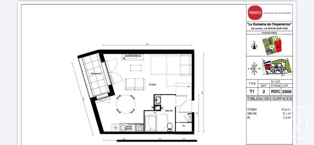 Appartement F1 à vendre - 1 pièce - 37.7 m2 - LA ROCHE SUR YON - 85 - PAYS-DE-LOIRE - Century 21 Accort'Immo