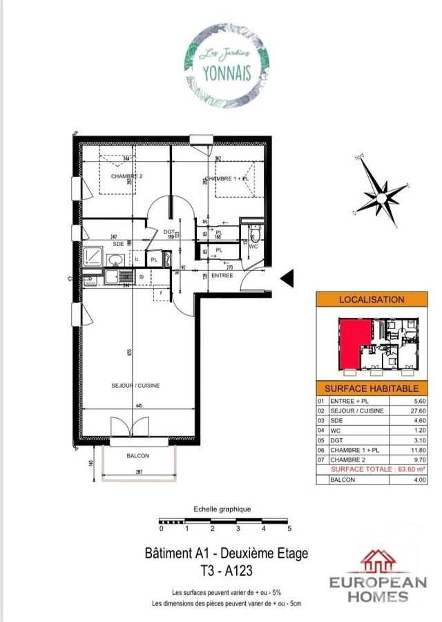 Appartement F3 à vendre - 3 pièces - 63.0 m2 - LA ROCHE SUR YON - 85 - PAYS-DE-LOIRE - Century 21 Accort'Immo