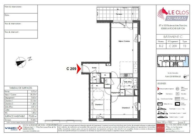 Appartement F3 à vendre - 3 pièces - 70.0 m2 - LA ROCHE SUR YON - 85 - PAYS-DE-LOIRE - Century 21 Accort'Immo