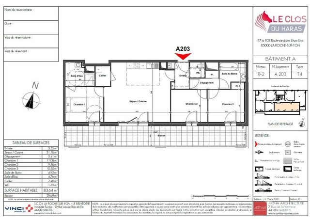 Appartement F4 à vendre - 4 pièces - 83.64 m2 - LA ROCHE SUR YON - 85 - PAYS-DE-LOIRE - Century 21 Accort'Immo